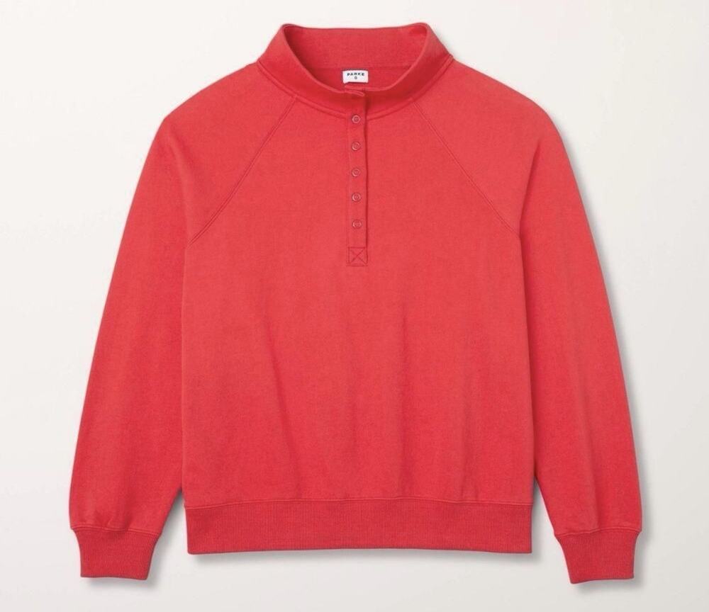 NWT PARKE x Target XXS/XS Red Pullover Sweatshirt Snap Mock Neck Extra Small